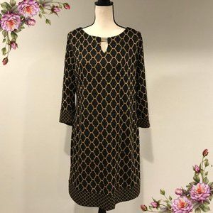 Geometric print long sleeve plus size dress